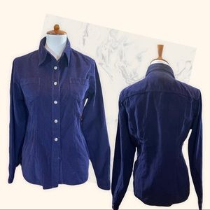 EUC Corduroy button down FARGO BLUE button down long sleeve top Sz L